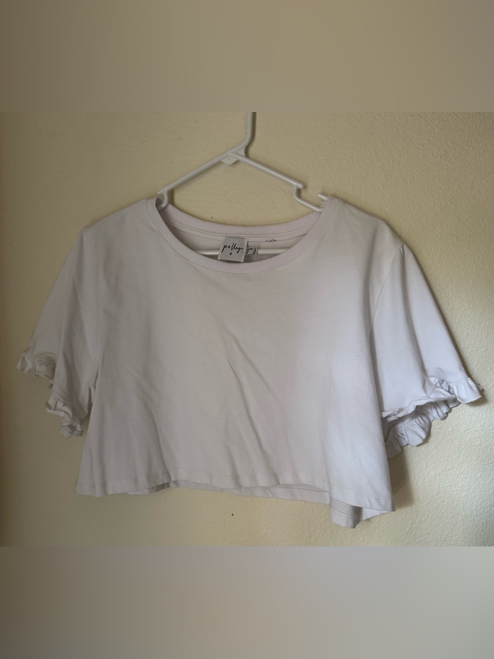 Princess Polly White Ruffle Sleeve Cropped Tee | Size 10